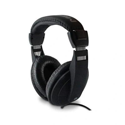 Afbeelding van Metronic 480143 hoofdtelefoon, bekabeld, zwart, licht en verstelbaar, stereo, 6 m kabel, 3,5 mm jack + 6,35 adapter