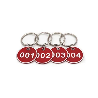 Afbeelding van Sleutelhanger, aluminiumlegering, metaal, genummerd, 50 stuks, rood, 101 tot 150