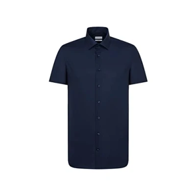 Afbeelding van Seidensticker Shaped FIT Overhemd, Heren, Maat: 46, Dark blue