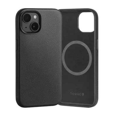 Afbeelding van TORRO Hoesje Compatibel met iPhone 15 Premium Lederen MagSafe Case (Zwart)