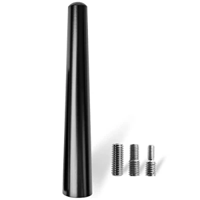 Afbeelding van Autoantenne, 9 cm lengte, voor storingsvrije AM, FM 87,5 108 MHz, DAB, DAB+ ontvangst, in zwart, schroeven met universele adapter M4 M5 M6, korte staafantenne, dakantenne antennevoet binnendraad