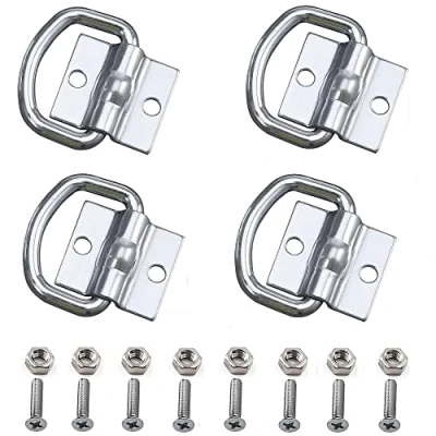 Afbeelding van D Ring Tie Downs, 4 Stuks Sjorring Opbouwring Sjorlus Sjorren Cargo Downs Ankers Sjorringen Heavy Duty met 8 Stks Schroeven voor Load Beveiliging