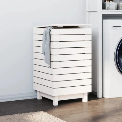 Afbeelding van Wasmand 44x44x76 cm massief grenenhout wit