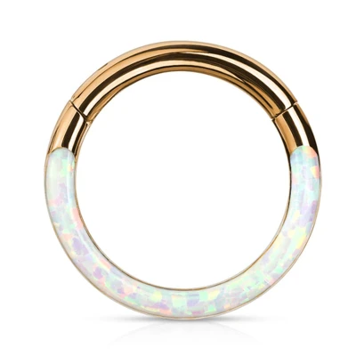 Afbeelding van Piercing high quality opal front clicker rose gold plated 1.2x10