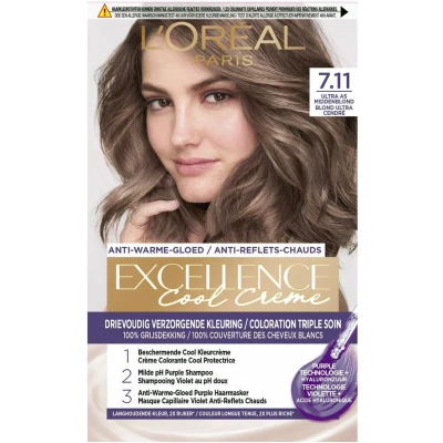 Afbeelding van 2x L&#039;Oréal Excellence Cool Crème Permanente Crèmekleuring 7.11 Ultra As Middenblond