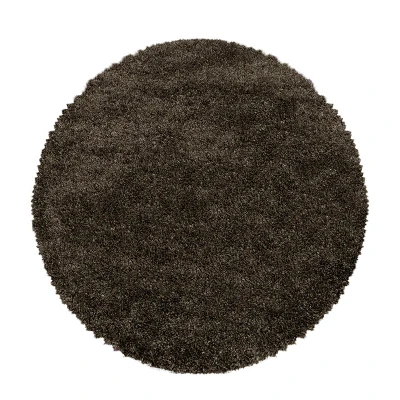 Afbeelding van Rond hoogpolig vloerkleed Fuzzy Bruin Ø 200cm Adana Carpets