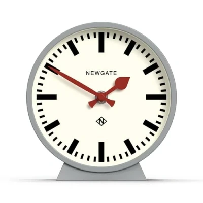 Afbeelding van NEWGATE® M Mantel Railway Silent Sweep Clock &#039;No Tick&#039; een moderne schoorsteenklok kleine schoorsteenklokken stationsknop (grijs)