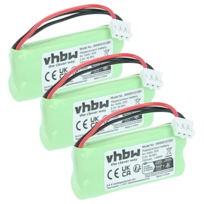 Afbeelding van vhbw 3 x batterij compatibel met Philips Aleor 300 draadloze vaste telefoon (600 mAh, 2,4 V, NiMH)