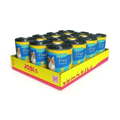Afbeelding van JosiCat JOSERA Fish in Sauce (12 x 415 g) fijn kattenvoer met koolvis saus en vitamine D3 &amp; E Premium natvoer voor volwassen honden volledig voer Powered by 12 pack