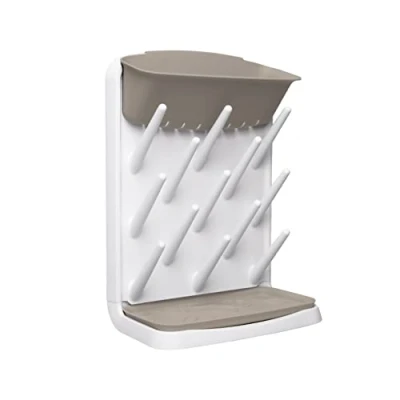Afbeelding van Ubbi Verticaal babyflessendroogrek, ruimtebesparende countertop droogrek babyaccessoire, taupe