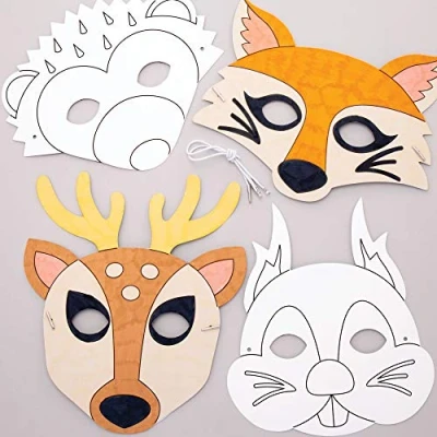 Afbeelding van Baker Ross AW909 bosdieren om in maskers te kleuren (8 stuks) kunst en knutselen voor kinderen