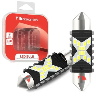 Afbeelding van Nakamichi LED lamp 578 C5W Festoon lampen CANBUS Foutloos 12 SMD 2016 Chipsets 6000K Vervangingslampen voor Auto Interieur Koepel Beleefdheidskentekenplaatverlichting (2 stuks) (Wit, 41 mm)