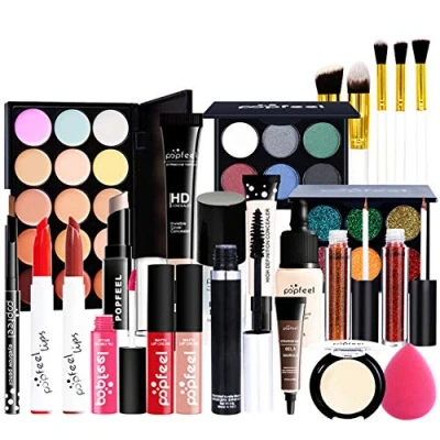 Afbeelding van FantasyDay 25 delige make upset, complete cosmeticapalet, set met oogschaduw, lippenstift, lippenglans, cosmetische borstel, mascara, oogcrème