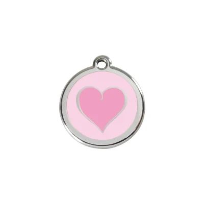 Afbeelding van Heart Pink roestvrijstalen hondenpenning small/klein dia. 2 cm RedDingo