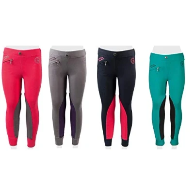 Afbeelding van Pfiff Unisex kinderen 102603 rijlegging Ella stof bekleding meisjes rijbroek, roze/grijs 104 roze/grijs, EU