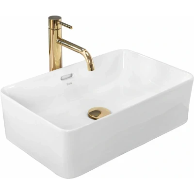 Afbeelding van REA Berta Opzetwastafel Waskom 48.5 x 30.5 14.5 cm Glans Wit