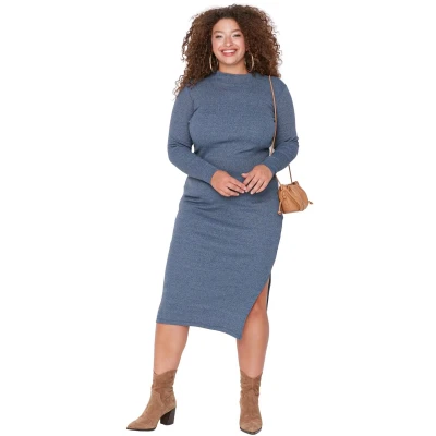 Afbeelding van Trendyol Indigo Midi Gebreide Jurk Met Split Tbbaw23Ah00017