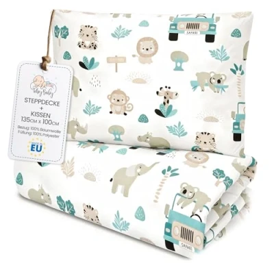 Afbeelding van Handgemaakte kinderdekbedden 100x135 cm kinderdekbedset met kussens kinderdeken kinderdekbed katoen Afrika