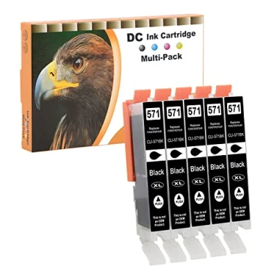 Afbeelding van D&amp;C 5x Zwart XL Inktcartridge compatibel met Canon CLI 571 BK voor Pixma MG7700 MG7750 MG7751 MG7752 MG7753 TS5050 TS5051 TS5053 TS5055 TS6050 TS6051 TS6052 TS8051 TS8052 TS8053 TS9050 TS9055