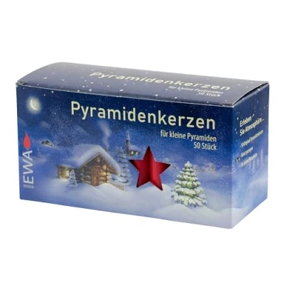 Afbeelding van JEKA piramidekaarsen klein, rood ca. 14 x 74 mm 50 stuks/verpakking, kerstkaarsen, adventskaarsen, kerstboomkaarsen, boomkaarsen, kaarsen