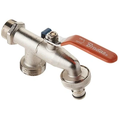 Afbeelding van Bradas GKK0534 dubbele aansluiting buitenkraan kraan 3/4 x 1 inch, zilver