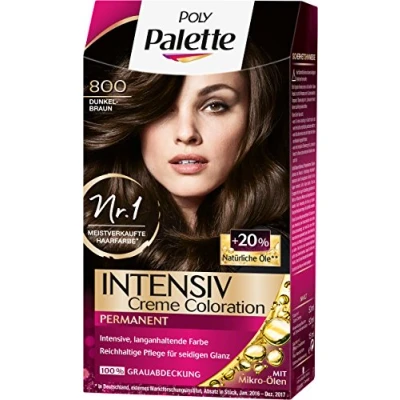 Afbeelding van Poly Palette Intensiv Creme Coloration, 800 donkerbruin stand 3, verpakking van 3 (3 x 115 ml)