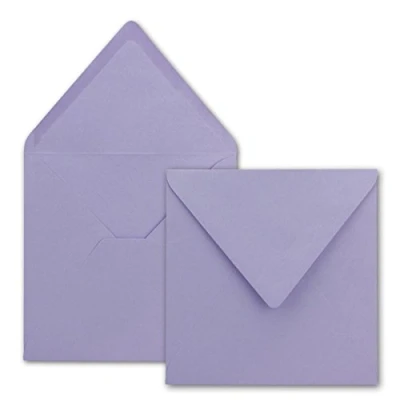 Afbeelding van FarbenFroh 75 x vierkante enveloppen in paars, 15,5 cm, zonder venster, met natte plakrand, 110 g/m², voor uitnodigingskaarten bruiloft, verjaardag en meer