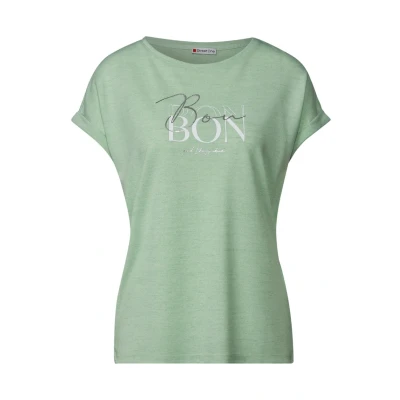 Afbeelding van Street One MIT Wording Tshirt print, Dames, Maat: 36, Grün