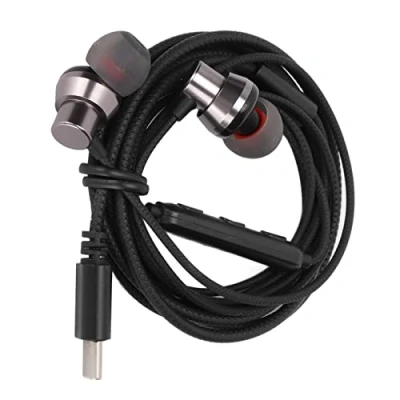 Afbeelding van USB c Bedrade Koptelefoon, Geluidsisolatie Type Oordopjes met Microfoon, in Ear Koptelefoon Volumeregeling, Compatibel de Meeste Smartphones(type zwart 1.2m)