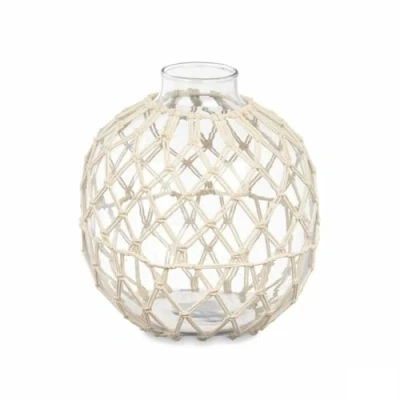 Afbeelding van Decoratief sierding Wit Transparant Glas Touw 21 x 23 cm (4 Stuks)