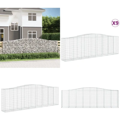 Afbeelding van vidaXL Schanskorven 9 st gewelfd 400x50x120/140 cm ijzer