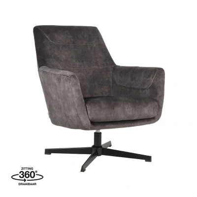 Afbeelding van LABEL51 Fauteuil Toby Antraciet Velours Majorr
