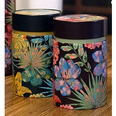 Afbeelding van Eigenart Casa Rustic Flower RF75117 Set van 2 metalen blikken rond met draaisluiting en een inhoud 150 g