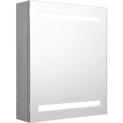 Afbeelding van vidaXL Badkamerkast met spiegel en LED 50x14x60 cm betongrijs