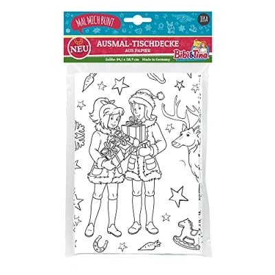 Afbeelding van Bibi &amp; Tina Kleur tafelkleed Kerstmis, en papieren decoratie inkleuren cadeau idee mal me bont