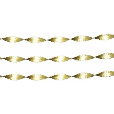 Afbeelding van 3x Gouden crepepapier slingers 6 meter Feestslingers
