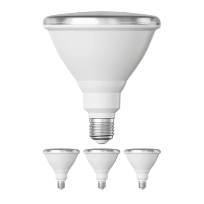 Afbeelding van ledscom.de 4 stuks E27 LED lamp, PAR38 korte hals, warm wit (2700 K), 15,7 W, 1152lm, 42, reflector spiegel (zilver)
