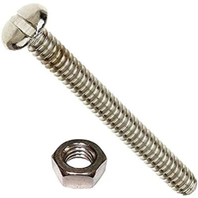 Afbeelding van Merriway BH02513 (50 stuks) sleufkop machineschroeven met moeren, M3 x 25 mm (1/8&quot; 1&quot;) helder verzinkt pak van 50 stuks