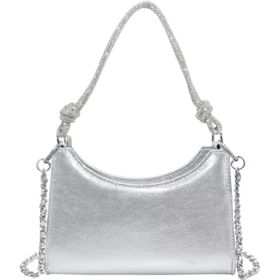 Afbeelding van Milisente Dames Clutch Elegante Schoudertas Handtas Hobo Avondtas Crossbody met Glitterband (PU Zilver)