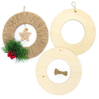 Afbeelding van Baker Ross FE907 Grote houten kransen pak van 6, kransring om te versieren en weer geven, houtambachten voor kinderen, maak je eigen decoraties