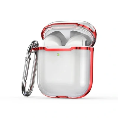 Afbeelding van AirPods 1/2 hoesje TPU Split series Transparant / Rood Optimale bescherming voor jouw