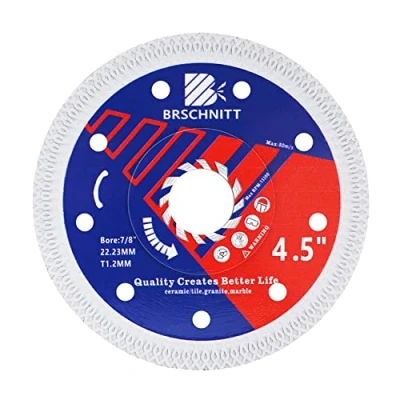 Afbeelding van Super dun diamant porselein zaagblad met X tanden, BRSCHNITT 4 1/2 inch (115 mm) diamantsnijschijf versterkte kern midden voor droog/nat snijden porseleinen tegel keramisch marmer graniet