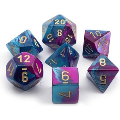 Afbeelding van Chessex Gemini Blauw Paars/goud Polydice Dobbelsteen Set (7 stuks)