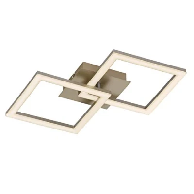 Afbeelding van EGLO Huerta Led plafondlamp, woonkamerlamp, 2 lichtpunten, keukenlamp van metaal in zilver, kunststof wit, warmwit, L x B 37 cm