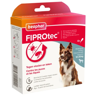 Afbeelding van Beaphar Fiprotec Hond Tegen Teken En Vlooien 10 20 KG 3+1 PIP (387363)