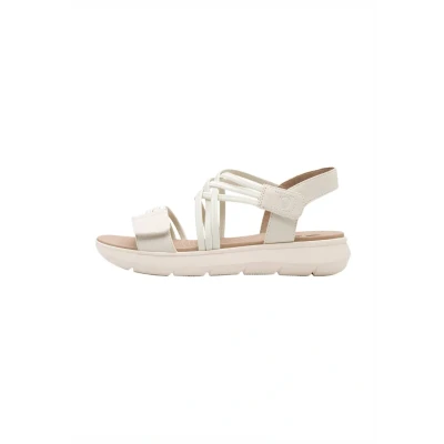 Afbeelding van Jana Softline 8 28766 42 400 Beige Comfortabele extra brede alledaagse schoen, feestelijk, elegant, platte sandalen, 38 EU breed, beige, Breed