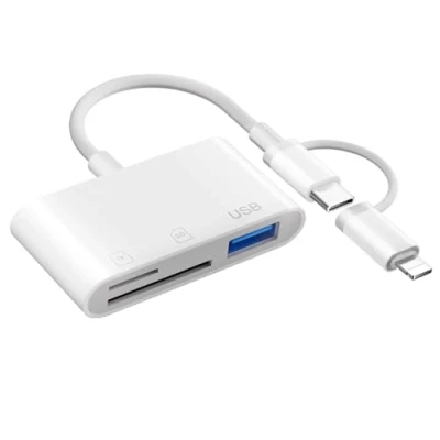 Afbeelding van Loydia SD kaartlezer USB C Card Reader, 3 in 1 Lightning camera adapter, plug &amp; play, kaartadapter voor iPhone fotografie geheugenkaartadapter iPhone15/13/11/X