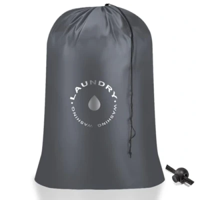 Afbeelding van AiQInu Opvouwbare waszakken met trekkoord, scheurbestendig, draagbaar, grote capaciteit voor studenten, appartementen, reizen, vakantie, universiteit, 60 x 85 cm