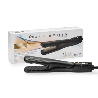 Afbeelding van Bellissima AirSleek 2 in 1 stijltang, droogt en creëert een natuurlijke gladheid met de lucht, beschermd haar zonder extreme hitte, ionisator, keramische coating keratine, temperaturen