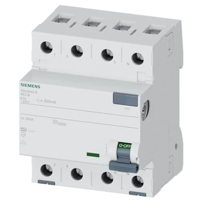 Afbeelding van Siemens aardlekschakelaar type a 63a 3 n pole 300ma 400v 4mw 5sv3646 6